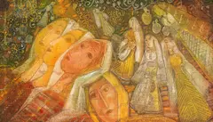 Dimitar Kazakov-Neron, Girls, 1977, oil paints on canvas