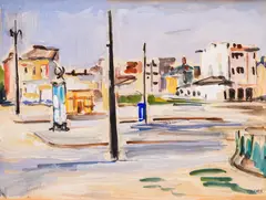 Eliezer Alcheh, The Silence of the City, 1930s, Watercolor and gouache on paper