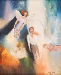 Suli Seferov, The violinist, 1989, oil on canvas