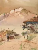 Jordan Geshev, Spring landscape, 1950s, watercolor on paper