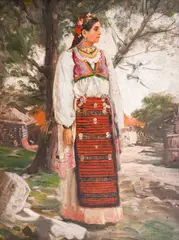 Ivan Mrkvička, Maiden from Vratsa, after 1900, oil paints on wood