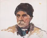 Nikola Kozhuharov, Portrait of a shepherd, 1928, oil on canvas laid on cardboard
