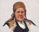 Nikola Kozhuharov, Portrait of a peasant woman, 1928, oil on canvas laid on cardboard