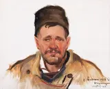 Nikola Kozhuharov, Portrait of a peasant, 1928, oil on canvas laid on cardboard