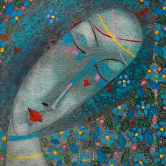 Forget-me-not by Peter Michev-Pedro, oil on canvas, sold Jun 2025