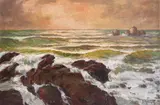 Aleksandar Mutafov, Stormy sea, late 1940s, oil on canvas
