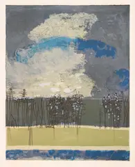 David Peretz, Blue landscape, monotype