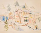 Stoyan Vasilev, Koprivshtitsa, 1959, pastel and watercolor on paper