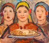 Zhivka Peicheva, Festive rites, oil on cardboard