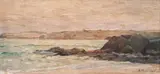 Aleksandar Mutafov, Shore on the Black Sea, 1940s, oil on plywood