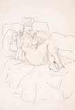Stoyan Venev, Nude, ink and ink wash on paper