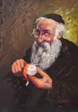 Hristo Stefanov, Jew with an orange, oil on cardboard