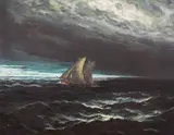 Georgi Velchev, Stormy sea, c. 1955, oil on plywood