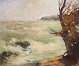 Yanis Hrisopoulos, Seascape, oil on canvas