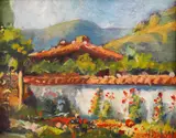 Nikola Zlatev, Country house, 1950s, oil on canvas