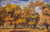 Konstantin Tringov, Autumn landscape, oil on cardboard