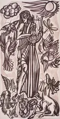 Yoan Leviev, Orpheus, ink and ink wash on rice paper