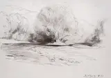 Iliya Petrov, Landscape, 1955, pencil and charcoal on paper