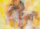 Stoimen Stoilov, Riders, 1991, watercolor and crayon on paper