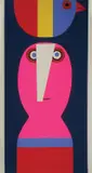 Zvonko Lončarić, Emil with a bird, 1971., silkscreen and collage on paper