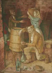 Ivo Režek, Distilling Brandy, oil on canvas