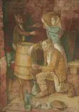 Ivo Režek, Distilling Brandy, oil on canvas