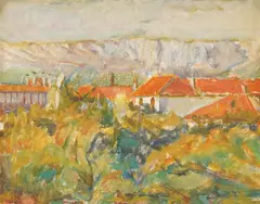 Jerolim Miše, Houses on the Horizon, 1949., oil on hardboard