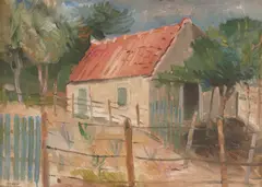 Vilko Gecan, Kućica na brežuljku, 1934. – 1938., ulje na papiru kaširano na lesonitu