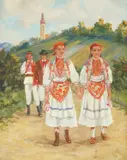 Nasta Rojc, Šestinčanke u šetnji, ulje na platnu