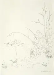 Ivan Večenaj, Ribarenje, 1987., tuš na papiru
