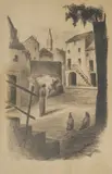 Juraj Plančić, Dvorište s kokicama, litografija na papiru