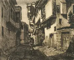 Tomislav Krizman, Ulica u starom Ohridu, 1926., bakropis na papiru
