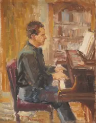 Ivanka Bukovac, Pijanist, 1959., ulje na platnu kaširano na kartonu