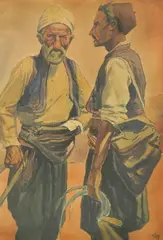 Petar Šain, Razgovor, 1930-ih, tempera na papiru