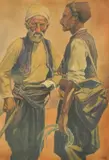 Petar Šain, Razgovor, 1930-ih, tempera na papiru