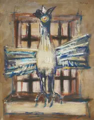 Ptičurina (iz ciklusa „Ekspresivna stilizacija“) by Antun Motika, post 1957., ulje na platnu, offered Jun 2025