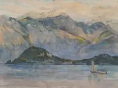 Nasta Rojc, Lake Como, 1926., watercolor on paper pasted on cardboard