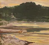 Nasta Rojc, Bay on Korčula, 1924., oil on canvas pasted on cardboard