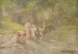 Joso Bužan, Šestinske pralje, ulje na platnu kaširano na kartonu