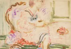 Za stolom by Antun Motika, 1932., akvarel na papiru, offered Jun 2025