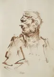 Vanja Radauš, Profil muškarca, 1940-ih, sepija tuš na papiru