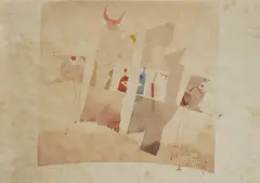 Šipan Harbor by Jože Ciuha, 1981., watercolor on paper, sold Jun 2025