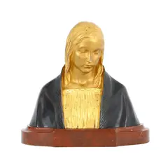 Hans Müller, Madonă, bronz parțial aurit; marmură