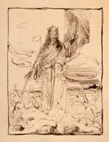Alegoria victoriei by Nicolae Vermont, peniță pe hârtie, sold May 2025