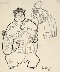 Agent imobiliar by Tia Peltz, tuș pe hârtie, sold May 2025