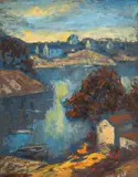 Paul Scorţescu, Peisaj din Bretania, 1960, ulei pe carton