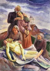 Carol Hübner, Pieta, 1947, acuarelă pe hârtie