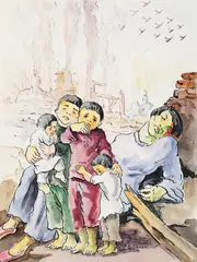 Carol Hübner, Război, 1950, acuarelă pe hârtie