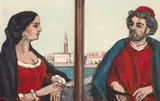 Spiru Vergulescu, Venețieni (artistul și soția sa), 1986, ulei pe carton