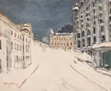 Spiru Vergulescu, Iarnă în București, 1987, ulei pe pânză